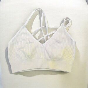 Aerie White and yellow Ribbed Womens Bralette pastel M